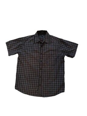 Beverly Hills Polo Club Shirt Mens Medium Plaid Short Sleeve Button Up